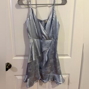 Altar'd State Light Blue Satin Mini Dress